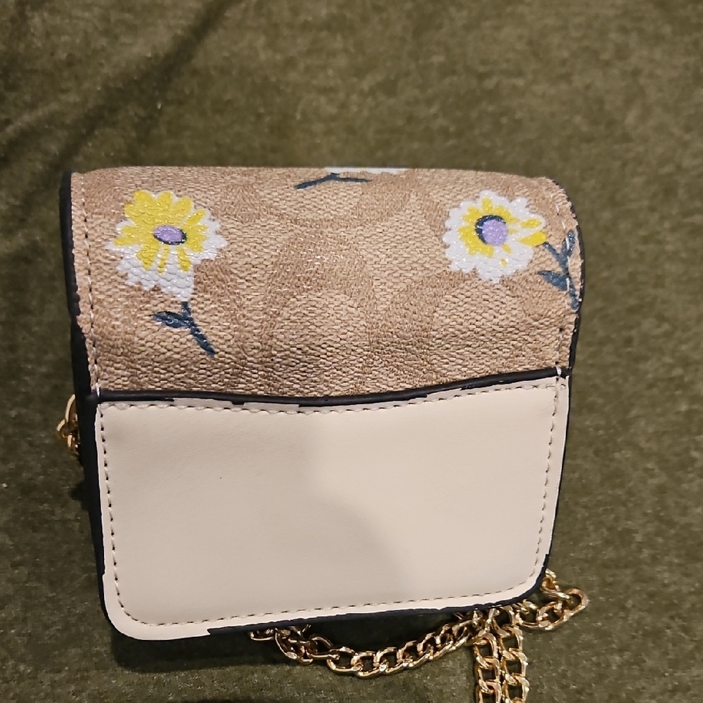 Coach Tan and Yellow Floral Mini Bag - Picture 4 of 5